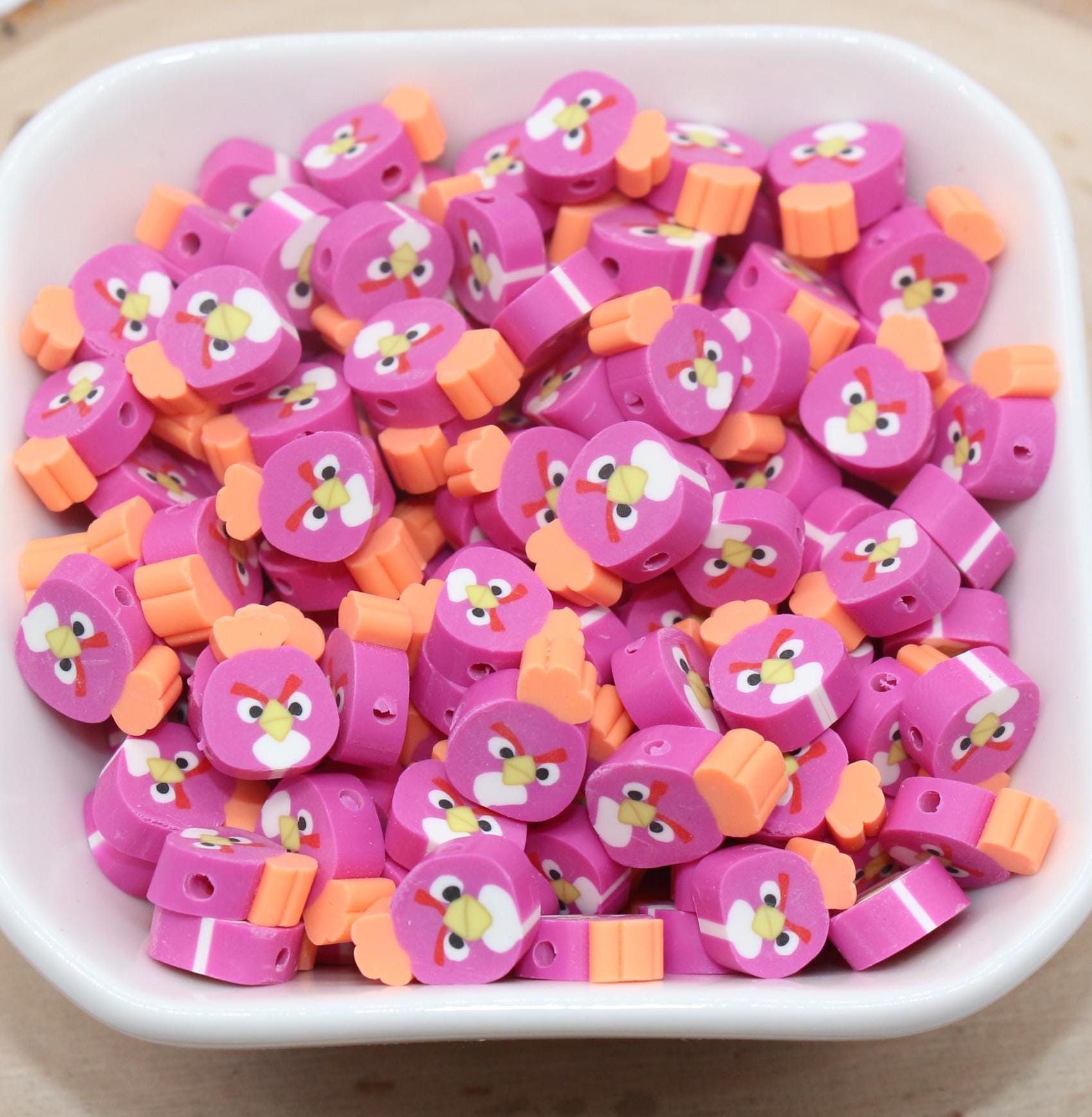 Bird Beads, Angry Face Bird Beads, Polymer Clay Beads, Jewelry Beads, Bead for Bracelet #684