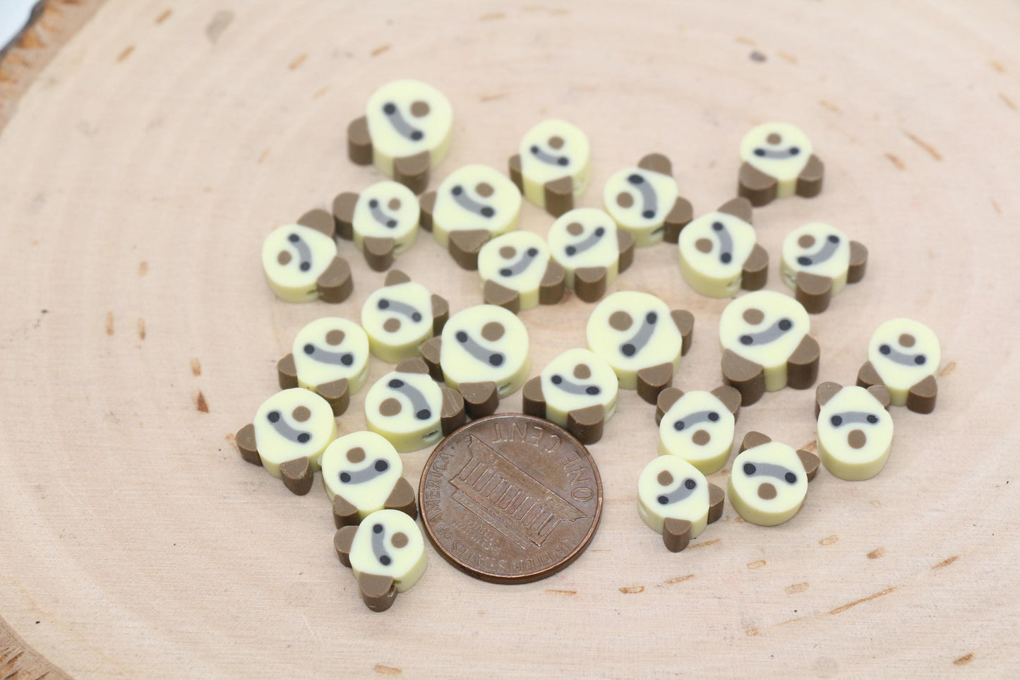 Raccoon Beads, Animal Clay Beads, Polymer Clay Beads, Jewelry Beads, Bead for Bracelet #685