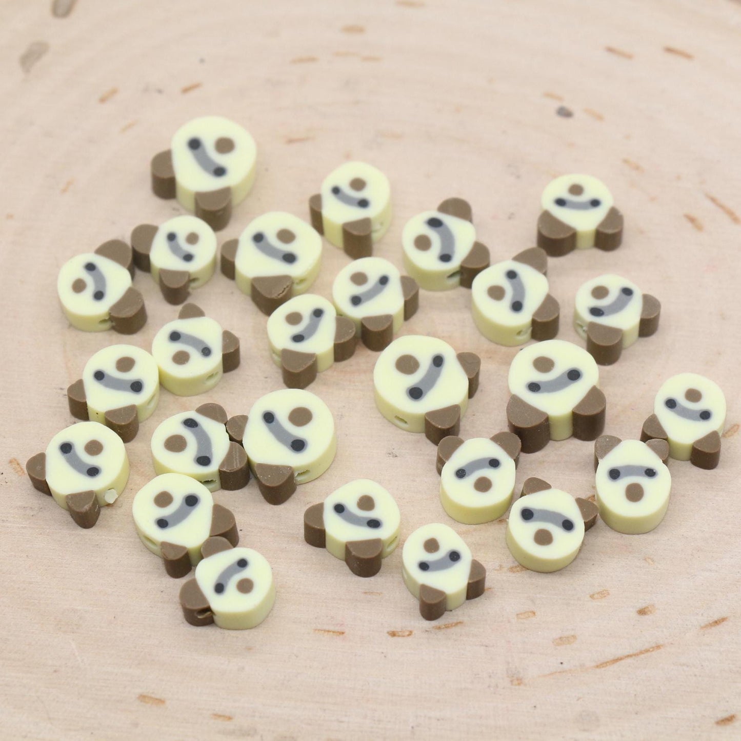 Raccoon Beads, Animal Clay Beads, Polymer Clay Beads, Jewelry Beads, Bead for Bracelet #685