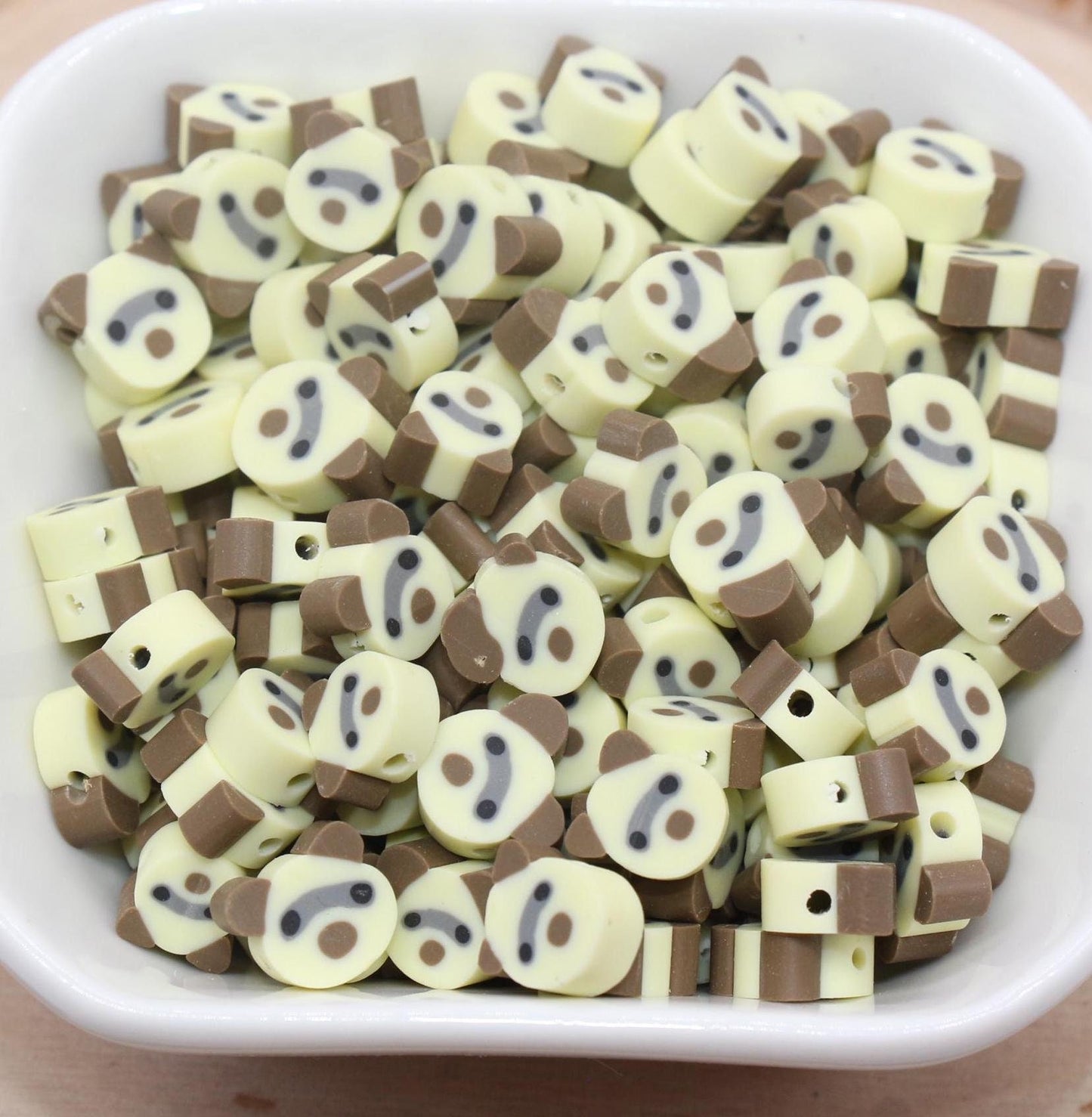 Raccoon Beads, Animal Clay Beads, Polymer Clay Beads, Jewelry Beads, Bead for Bracelet #685