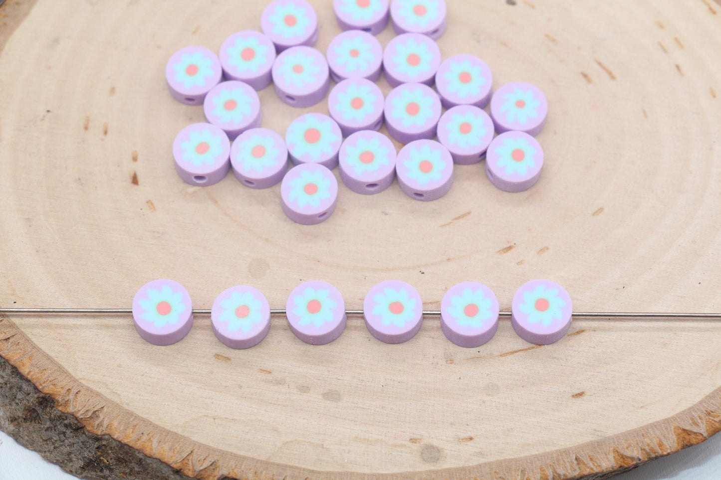 Flower Beads, Sunflower Beads, Polymer Clay Beads, Jewelry Beads, Bead for Bracelet #689