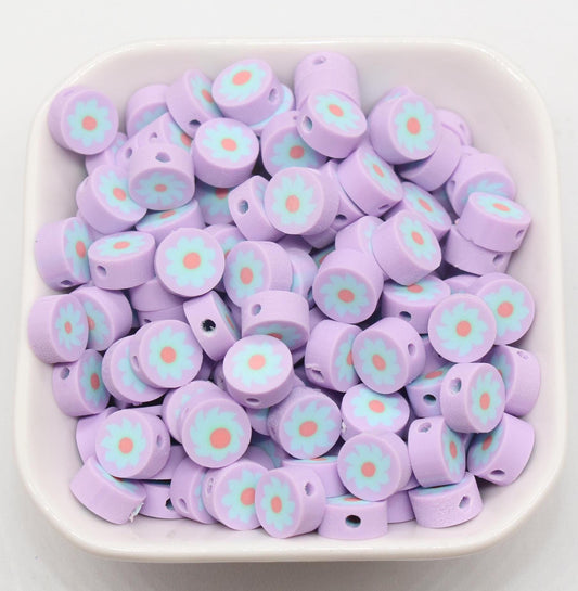 Flower Beads, Sunflower Beads, Polymer Clay Beads, Jewelry Beads, Bead for Bracelet #689