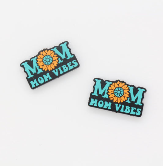 Mom Vibes Beads, Sunflower Mama Silicone Beads, Silicone Chunky Beads, Silicone Loose Beads, Focal Beads #718