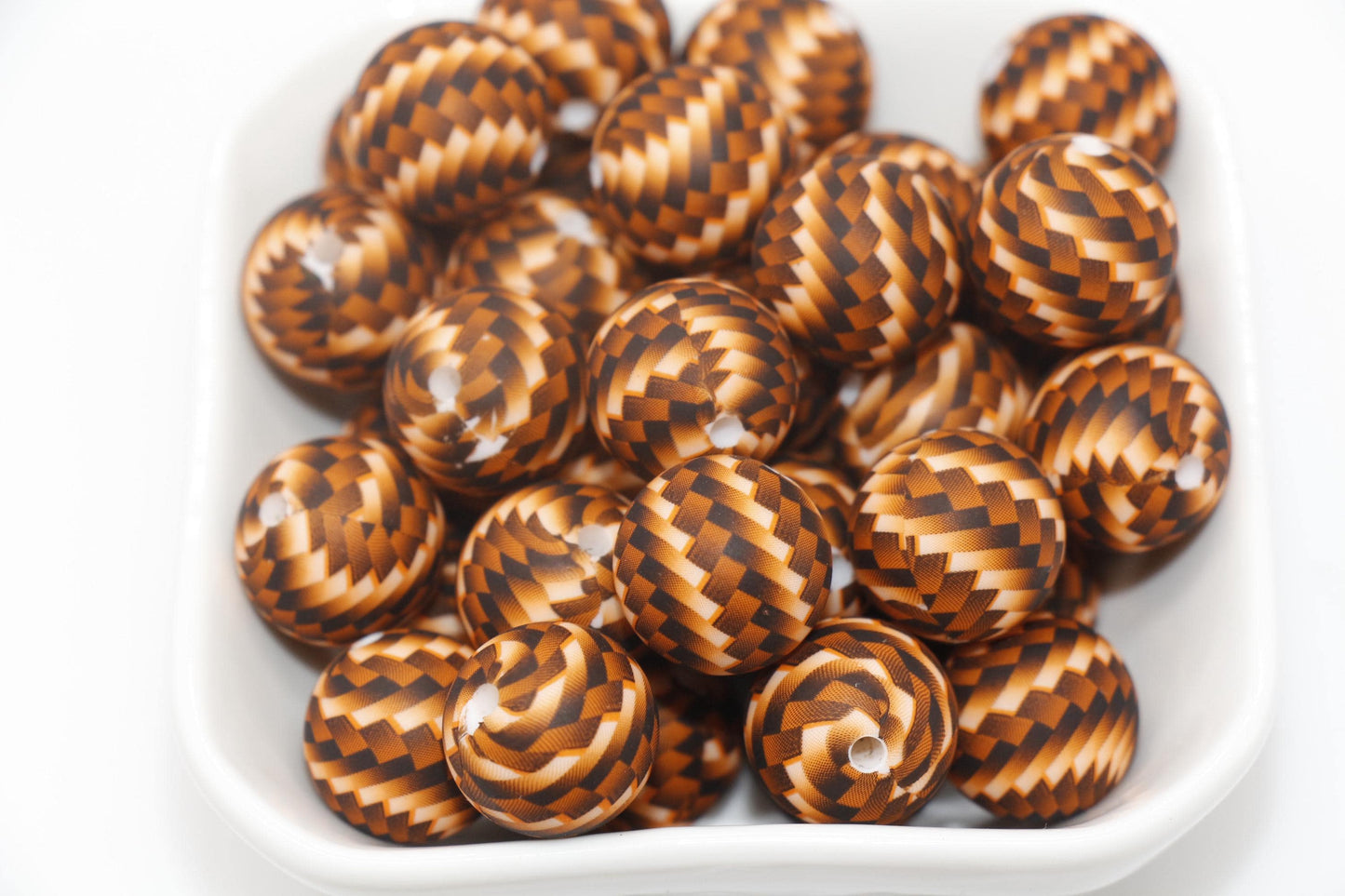 15mm Plaid Printed Beads, Silicone Bubblegum Beads, Beads for Pens, Beads for Bracelets #S246