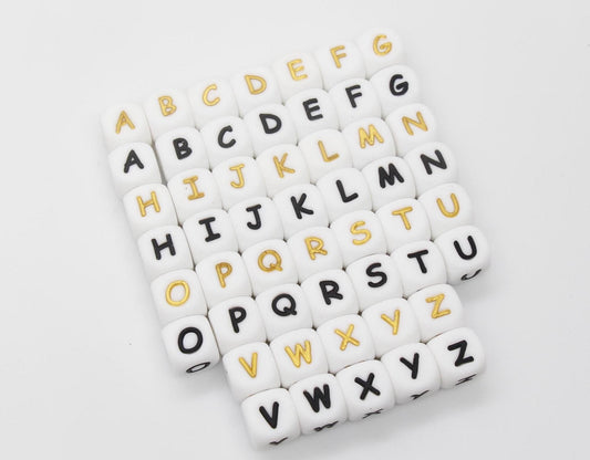 12mm Silicone Letter Beads, Alphabet Beads, Cube Letter Beads, Square Letter Beads, Name Initial Beads, Beads for Pens