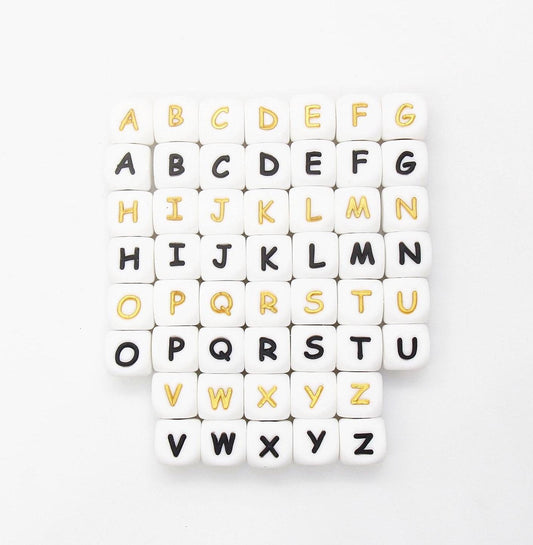 12mm Silicone Letter Beads, Alphabet Beads, Cube Letter Beads, Square Letter Beads, Name Initial Beads, Beads for Pens