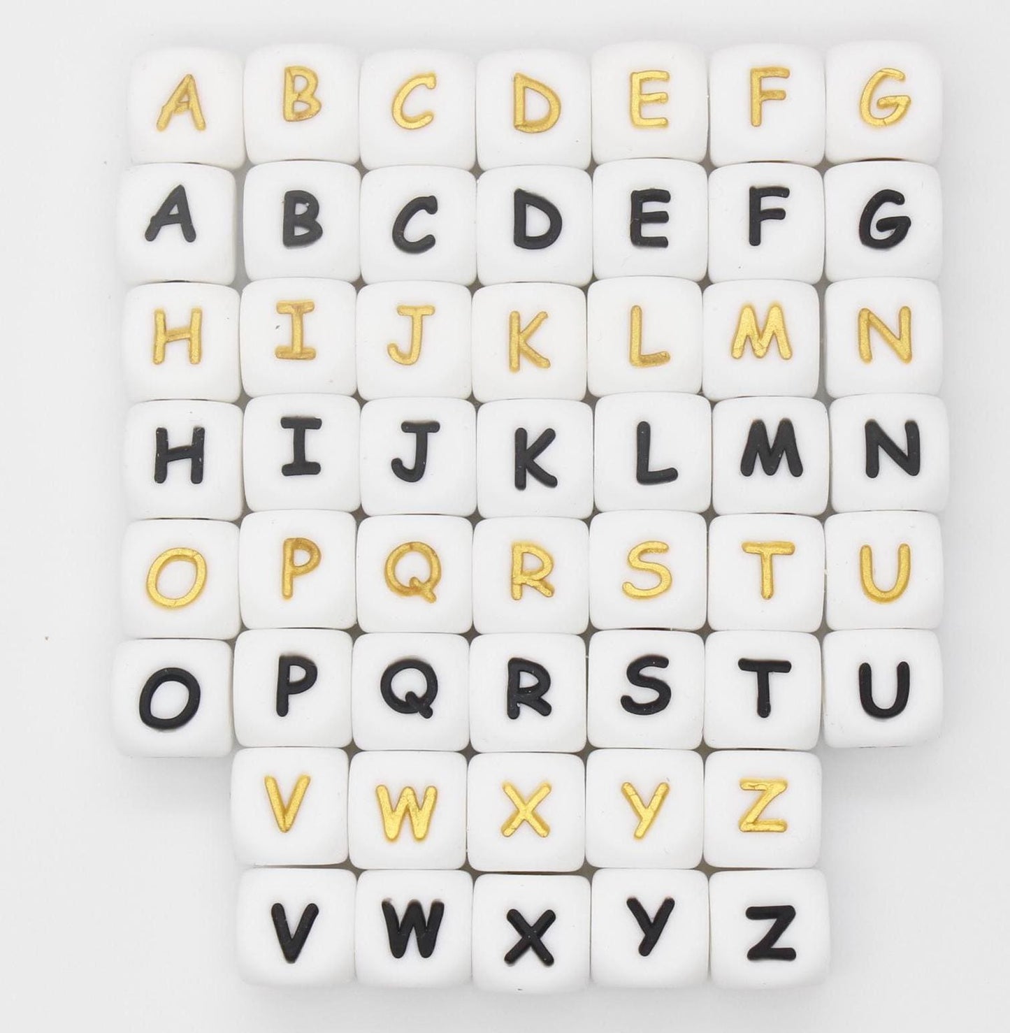 12mm Silicone Letter Beads, Alphabet Beads, Cube Letter Beads, Square Letter Beads, Name Initial Beads, Beads for Pens