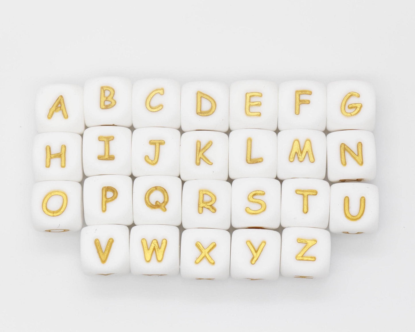 12mm Silicone Letter Beads, Alphabet Beads, Cube Letter Beads, Square Letter Beads, Name Initial Beads, Beads for Pens