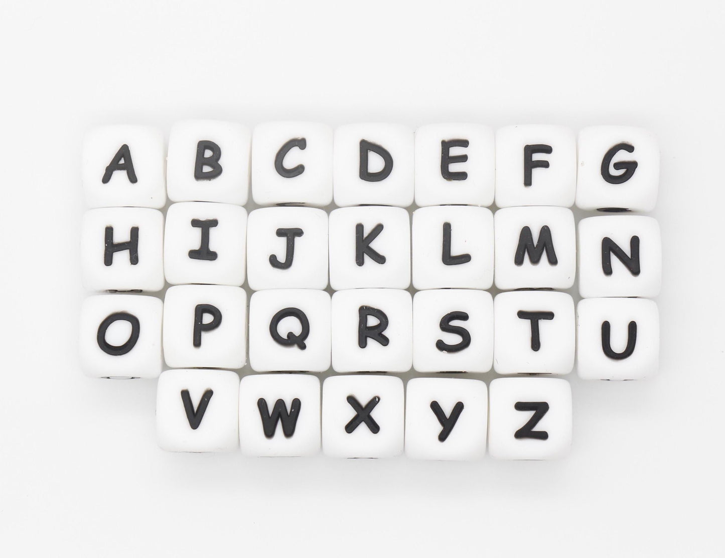 12mm Silicone Letter Beads, Alphabet Beads, Cube Letter Beads, Square Letter Beads, Name Initial Beads, Beads for Pens