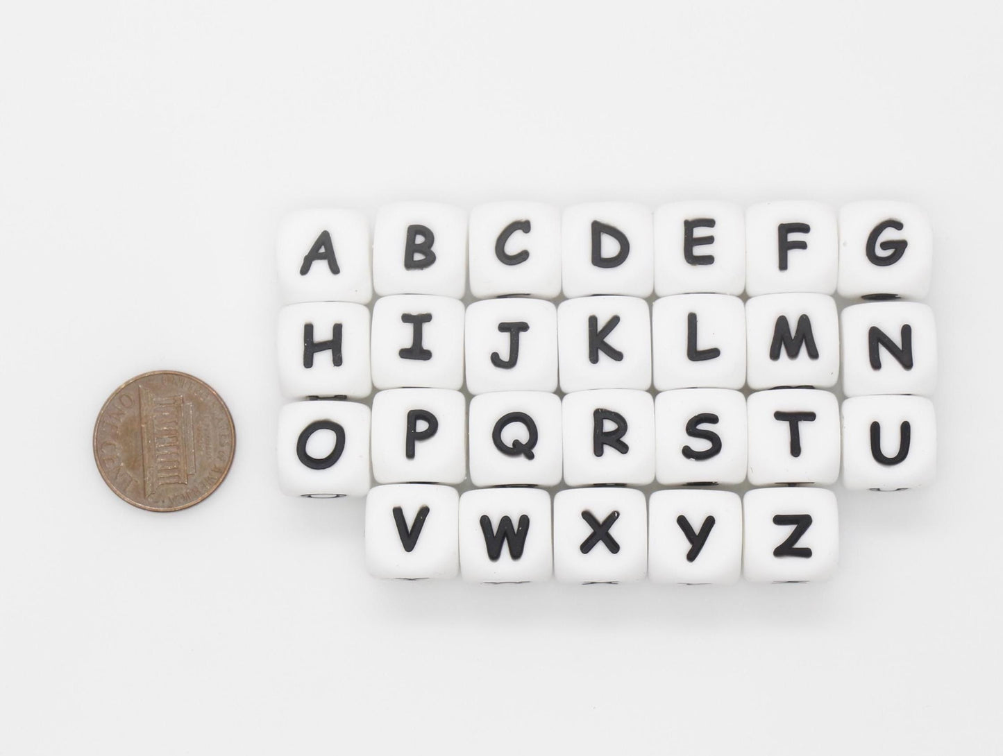 12mm Silicone Letter Beads, Alphabet Beads, Cube Letter Beads, Square Letter Beads, Name Initial Beads, Beads for Pens