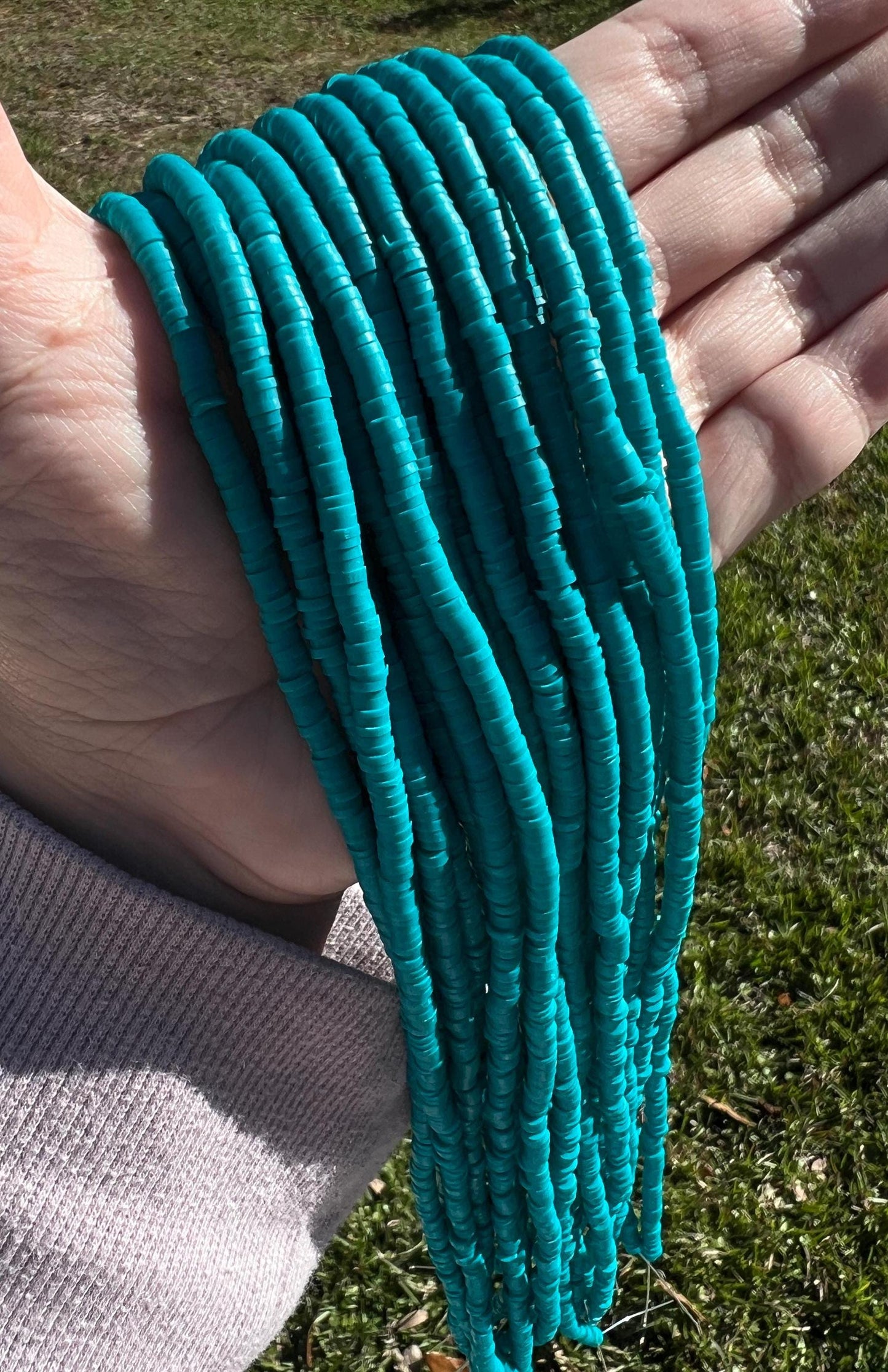 4mm Greenlake Heishi Beads, Polymer Clay Disc Beads, African Disc Beads, Vinyl Heishi, Full Strand #816