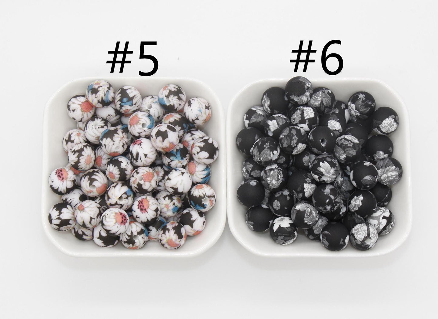 12mm Flower Printed Silicone Beads, Floral Silicone Beads, Bubblegum Beads, Beads for Pens, Beads for Bracelets
