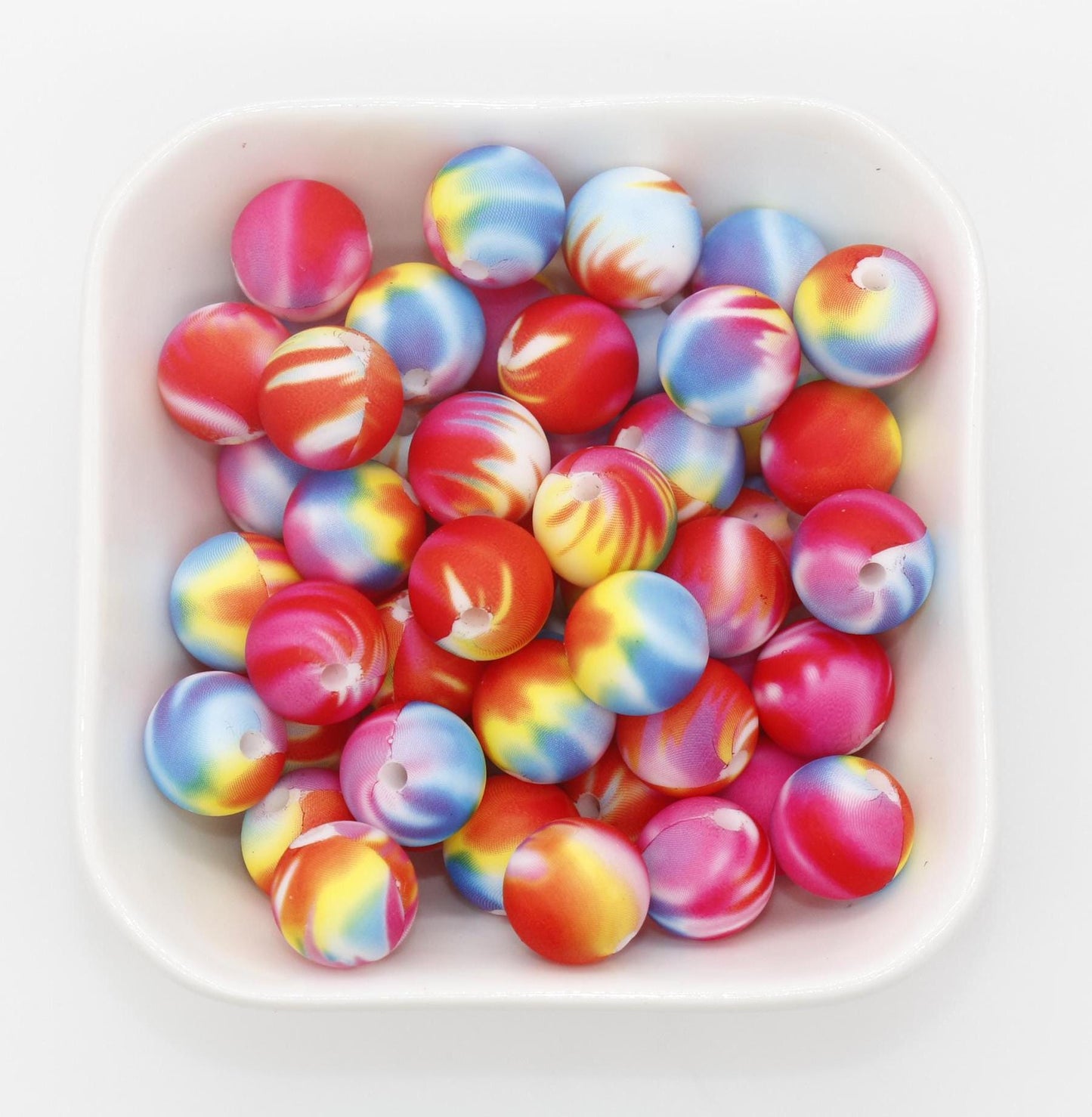 12mm Tie-Dye Printed Silicone Beads, Round Silicone Beads, Bubblegum Beads, Beads for Pens, Beads for Bracelets