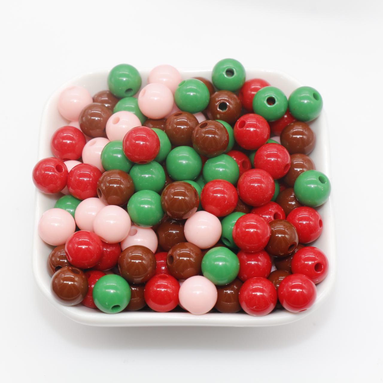 Christmas Gumball Beads, Holiday Themed Beads, Plastic Bubblegum Beads, Beads for Bracelets, Jewelry Making, Available in 6mm 8mm 10mm 12mm