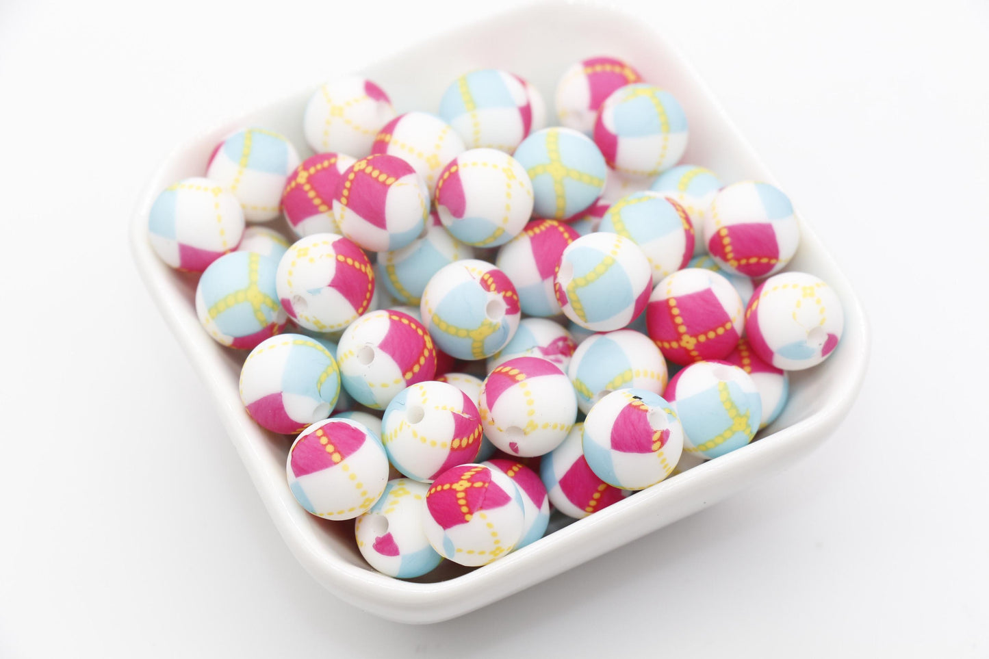 12mm Print Beads, Printed Silicone Beads, Round Bubblegum Beads, Beads for Pens #310