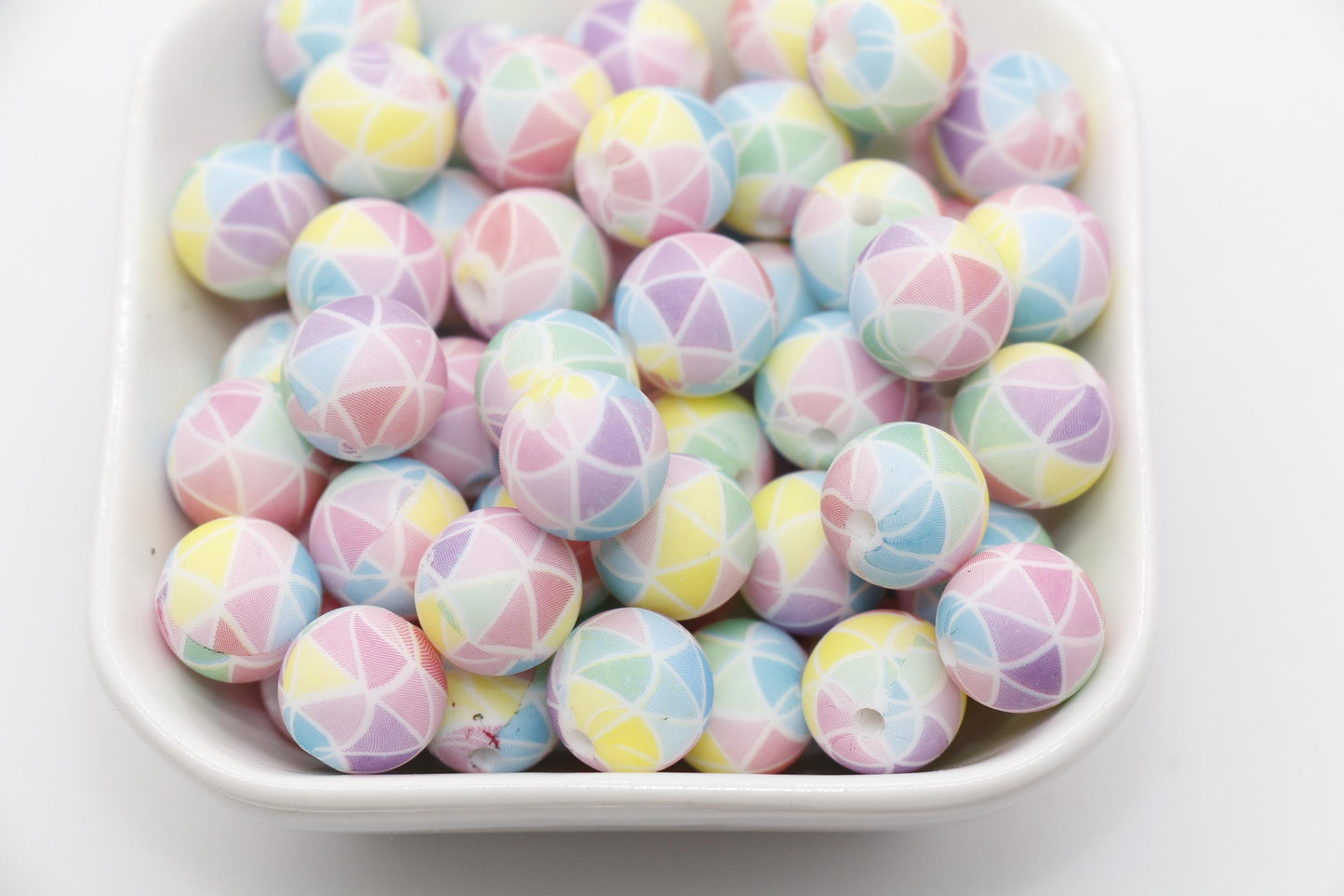 12mm Triangle Silicone Beads, Print Silicone Beads, Round Bubblegum Beads, Beads for Pens #316