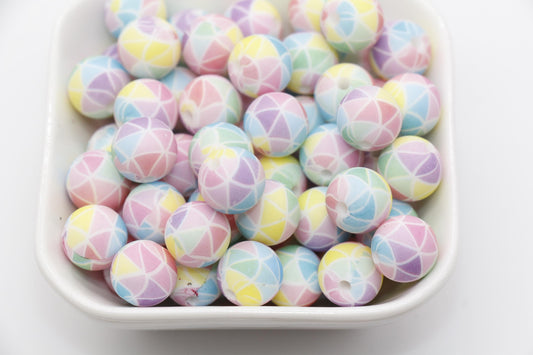 12mm Triangle Silicone Beads, Print Silicone Beads, Round Bubblegum Beads, Beads for Pens #316