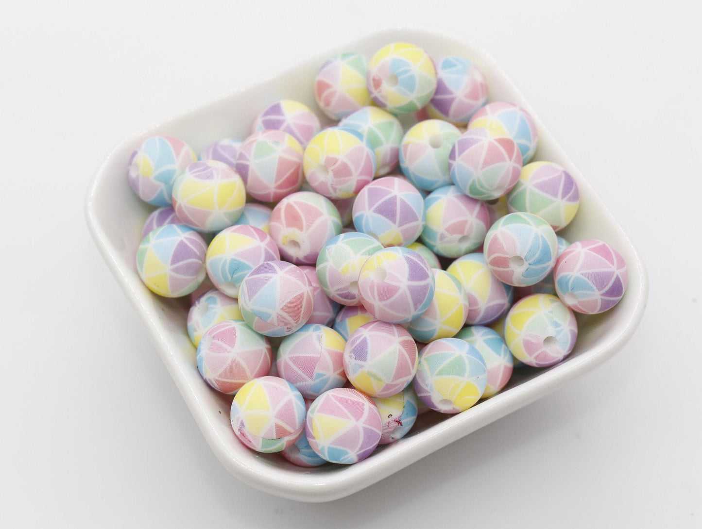 12mm Triangle Silicone Beads, Print Silicone Beads, Round Bubblegum Beads, Beads for Pens #316