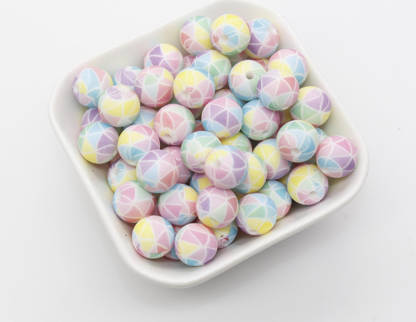 12mm Triangle Silicone Beads, Print Silicone Beads, Round Bubblegum Beads, Beads for Pens #316