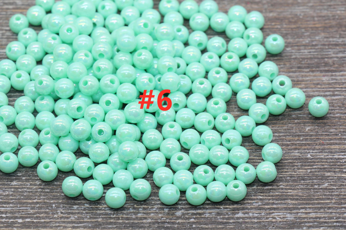 6mm Green AB Gumball Beads, Iridescent Round Beads, Sparkle Green Beads, Green Bubblegum Beads, Chunky Beads, Beads for Bracelets