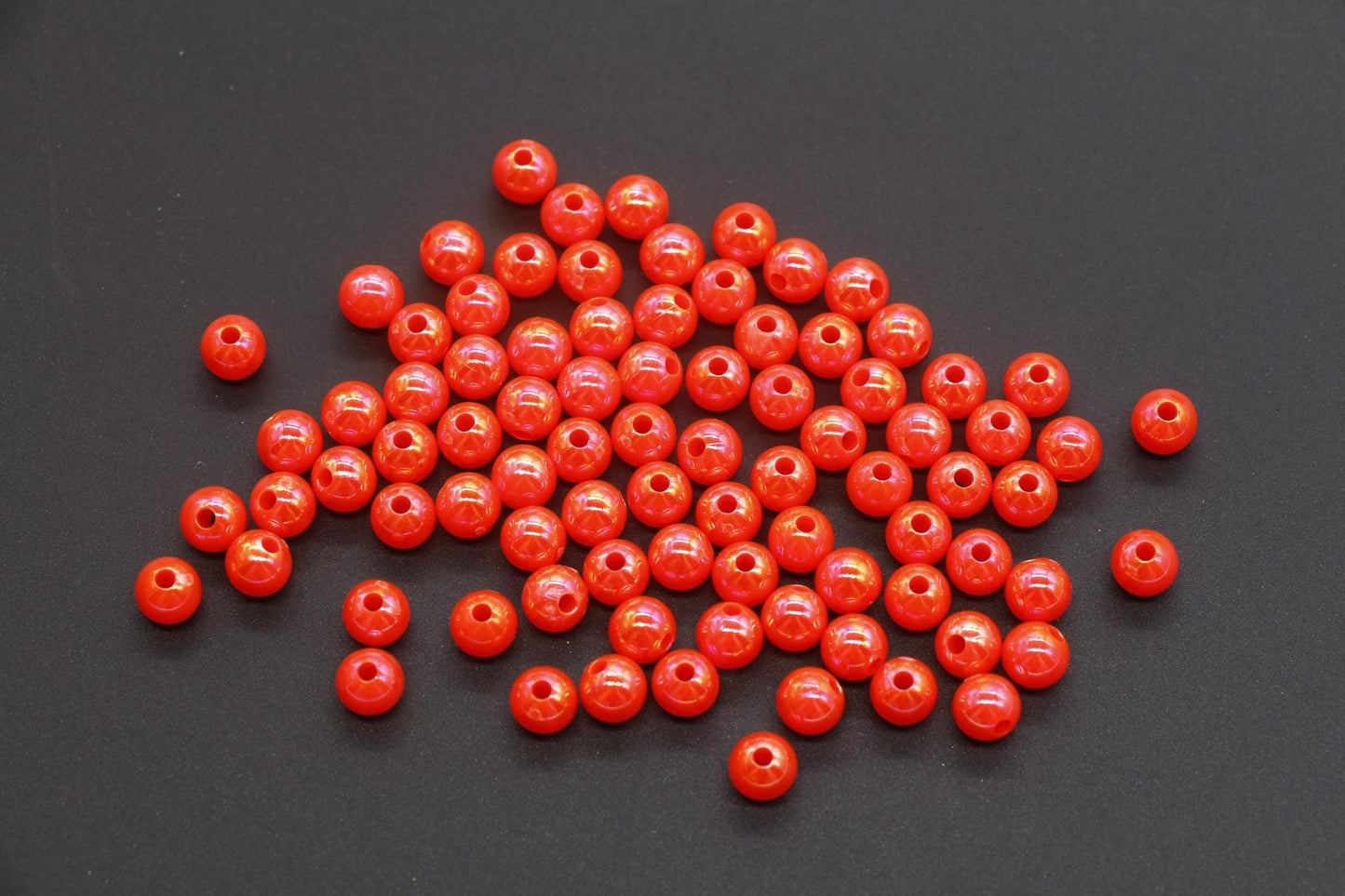 6mm Orange AB Beads, Iridescent Beads, Sparkle Orange Gumball Beads, Bubblegum Beads, Chunky Beads, Beads for Bracelets