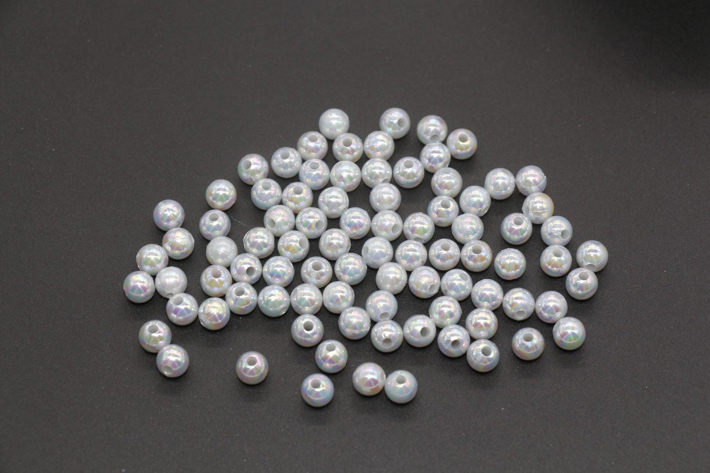 6mm Gray AB Beads, Iridescent Beads, Sparkle Gray Gumball Beads, Bubblegum Beads, Chunky Beads, Beads for Bracelets