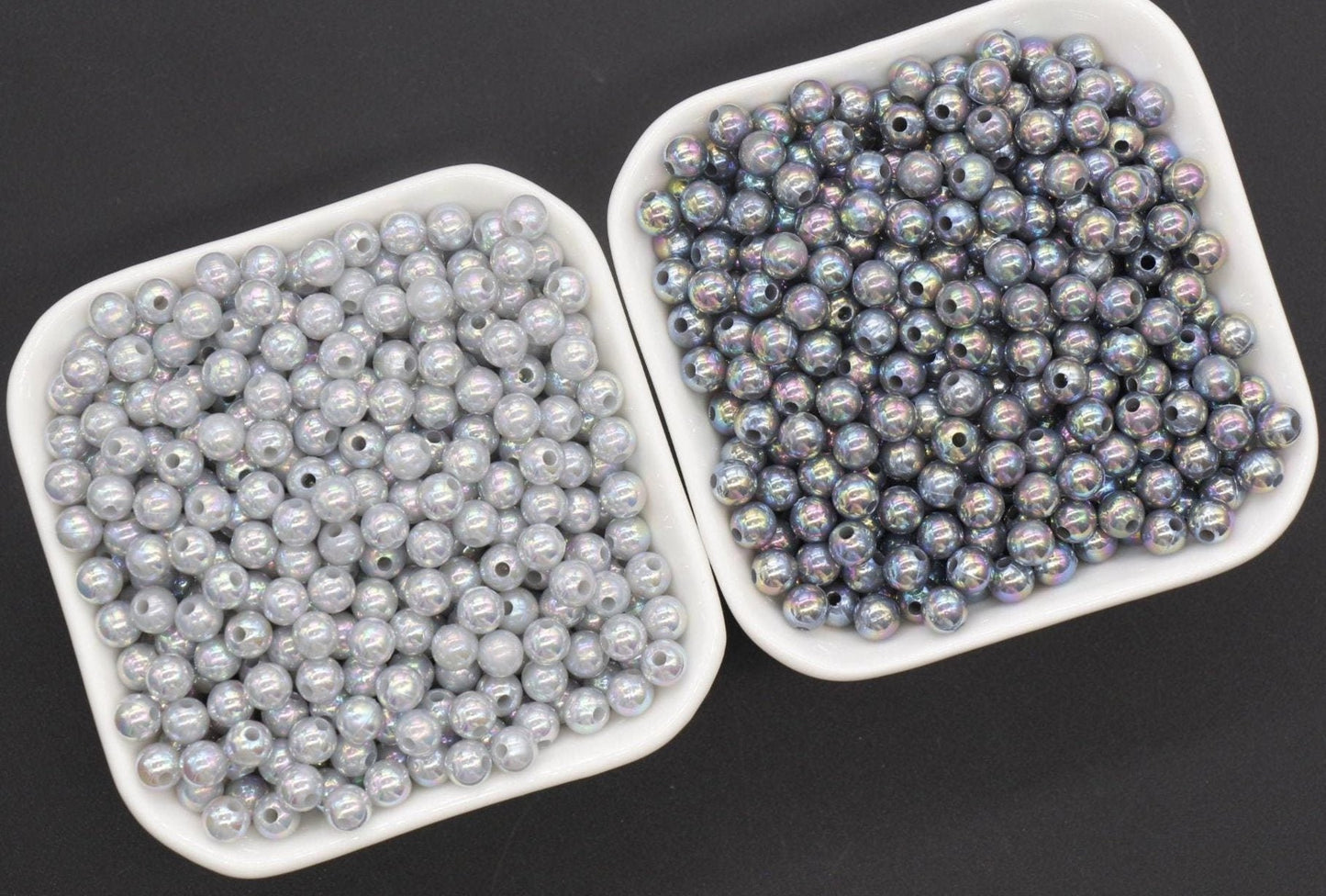 6mm Gray AB Beads, Iridescent Beads, Sparkle Gray Gumball Beads, Bubblegum Beads, Chunky Beads, Beads for Bracelets