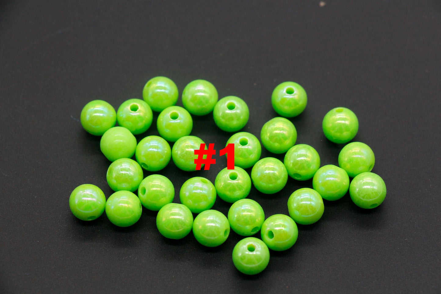 8mm Green AB Gumball Beads, Iridescent Round Beads, Sparkle Green Beads, Green Bubblegum Beads, Chunky Beads, Beads for Bracelets