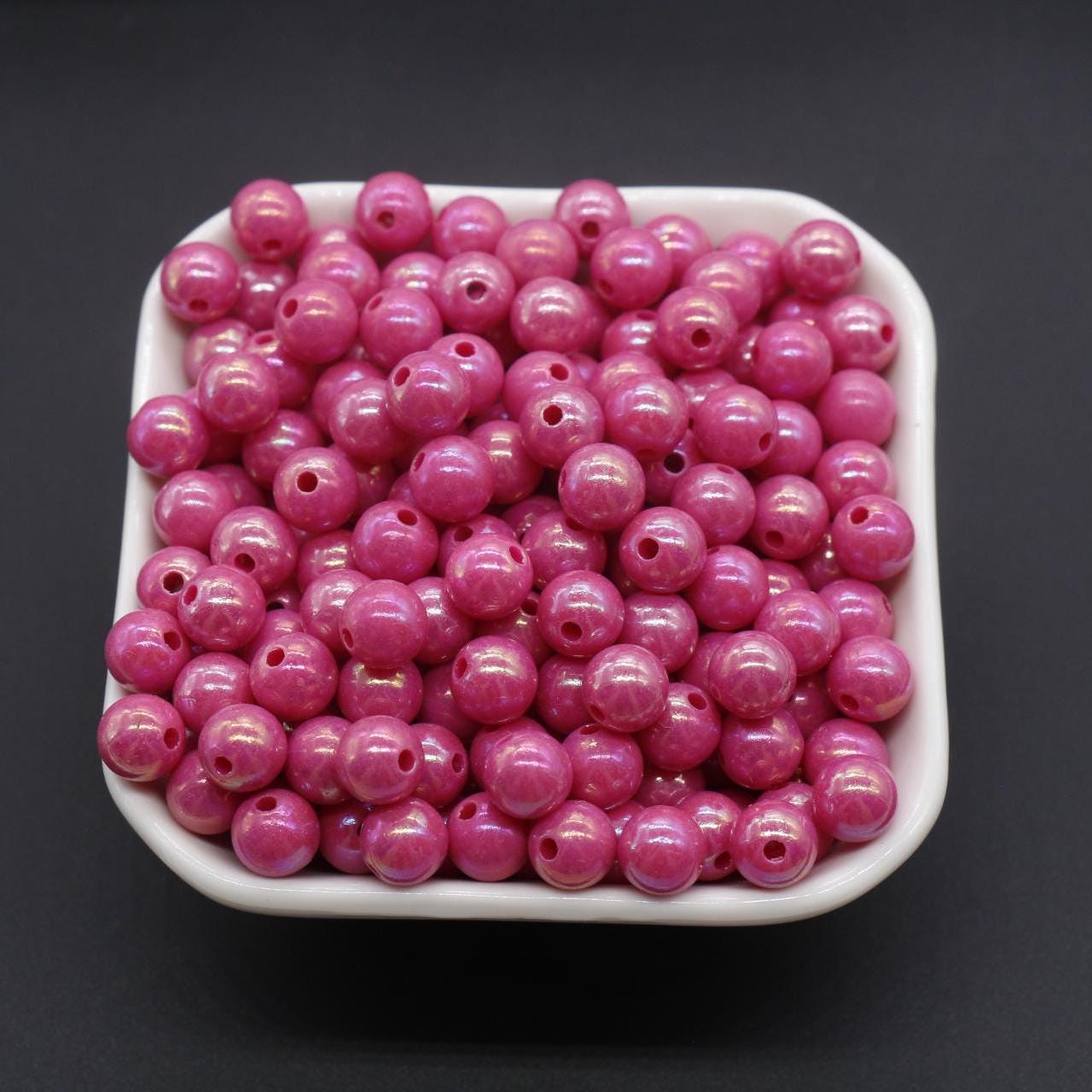 8mm Pink AB Beads, Iridescent Beads, Sparkle Pink Gumball Beads, Bubblegum Beads, Chunky Beads, Beads for Bracelets