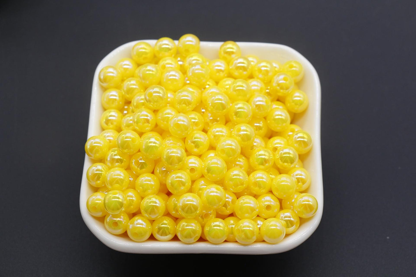8mm Yellow AB Beads, Iridescent Beads, Sparkle Yellow Gumball Beads, Bubblegum Beads, Chunky Beads, Beads for Bracelets