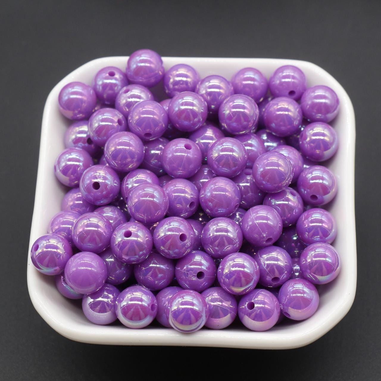 10mm Purple AB Beads, Iridescent Beads, Sparkle Purple Gumball Beads, Bubblegum Beads, Chunky Beads, Beads for Bracelets