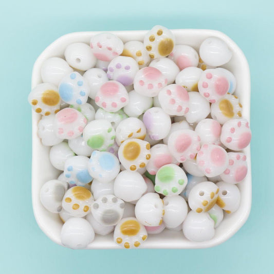 3D Paw Beads, Mixed Paw Beads, Dog Paw Beads, Chunky Beads, Beads for Bracelets #3548