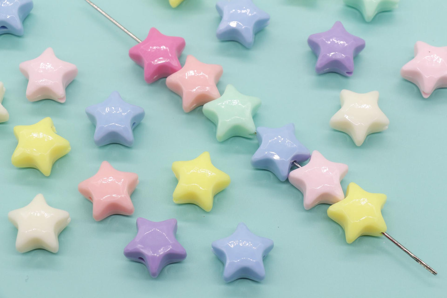 Mixed Star Beads, Plastic Beads, Chunky Star Beads, Bracelet Beads, #1741