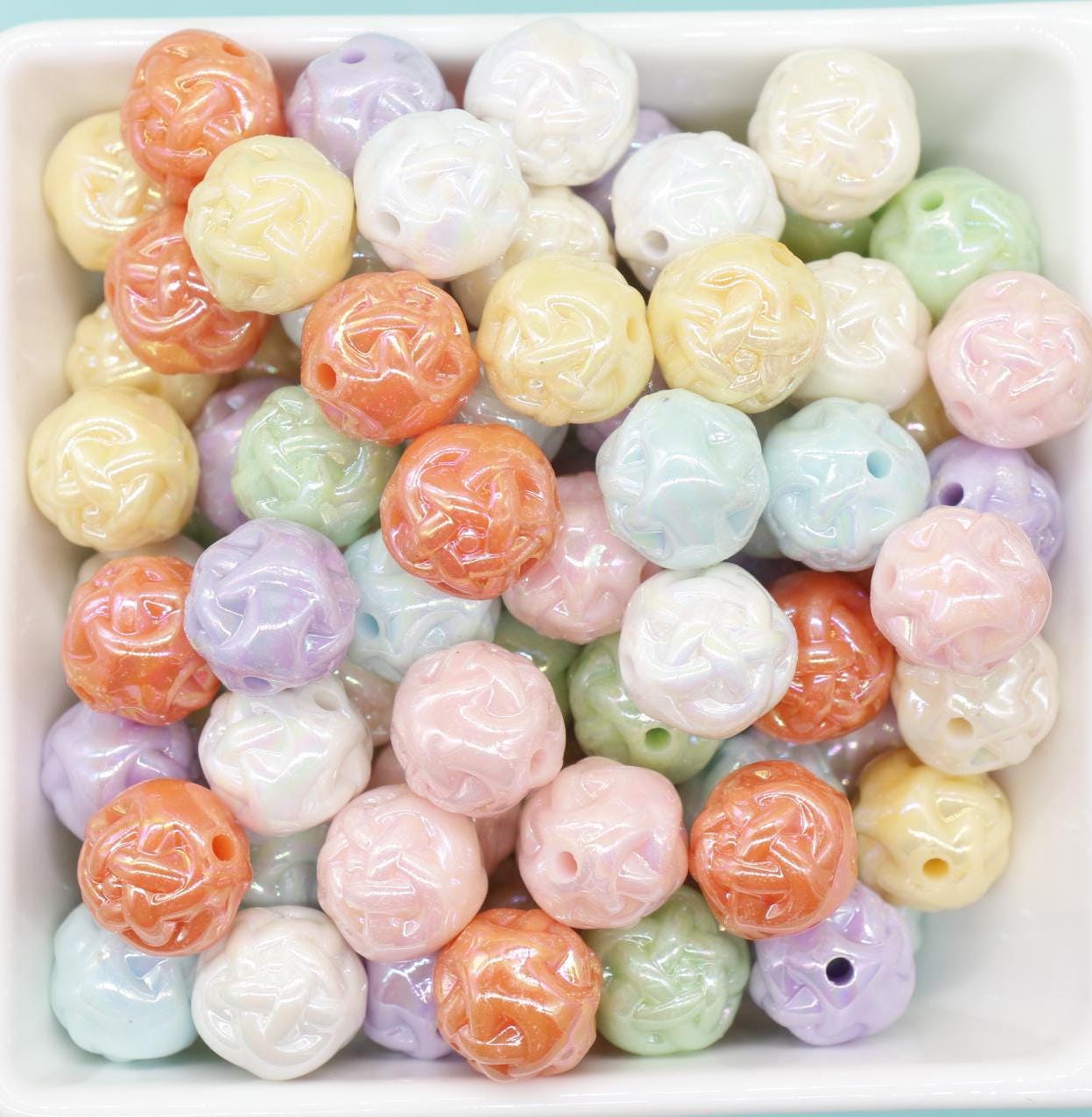 Mixed Twisted AB Beads, Iridescent Beads, Sparkle Gumball Beads, Bubblegum Beads, Chunky Beads, Beads for Bracelets, Size 15mm
