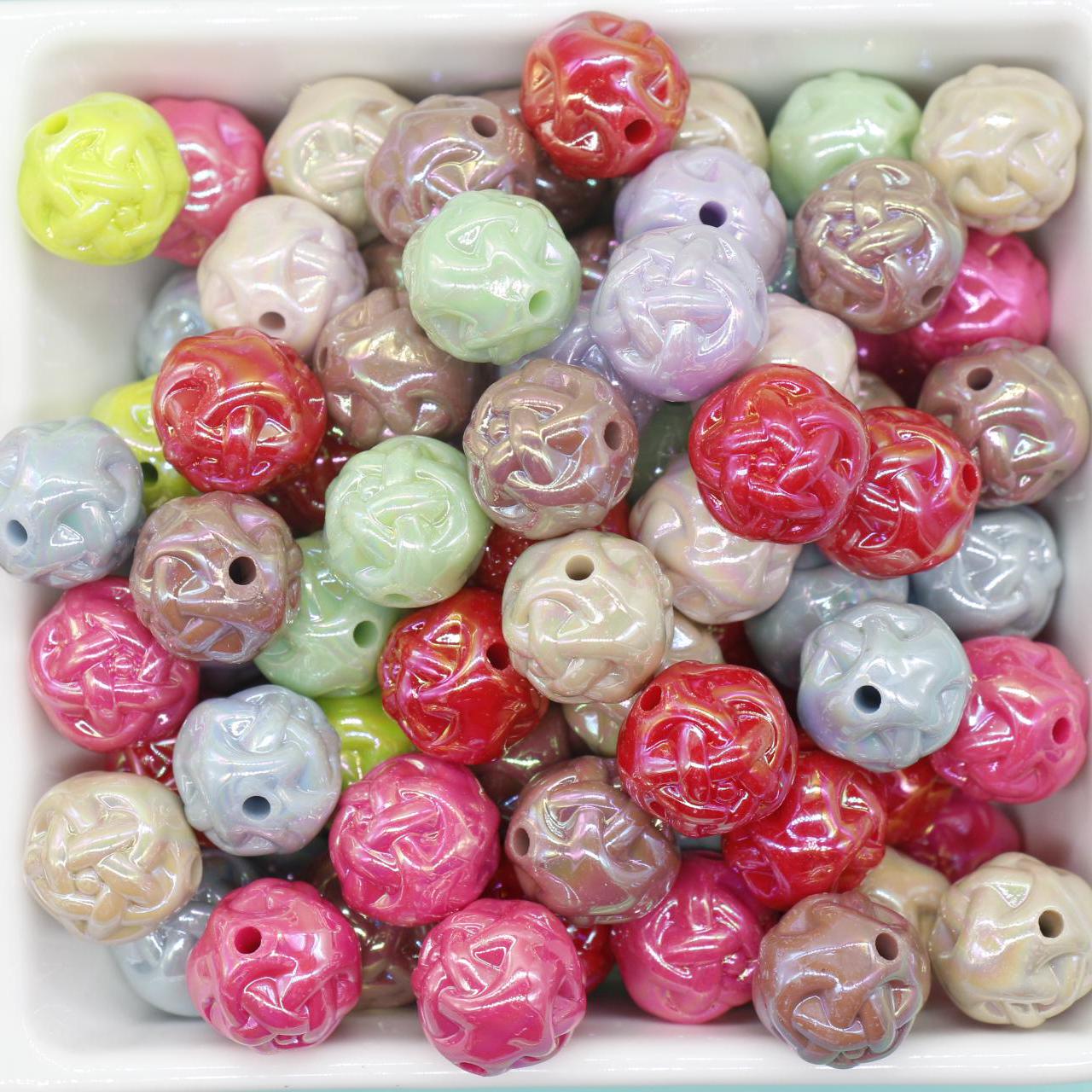 Mixed Twisted AB Beads, Iridescent Beads, Sparkle Gumball Beads, Bubblegum Beads, Chunky Beads, Beads for Bracelets, Size 15mm