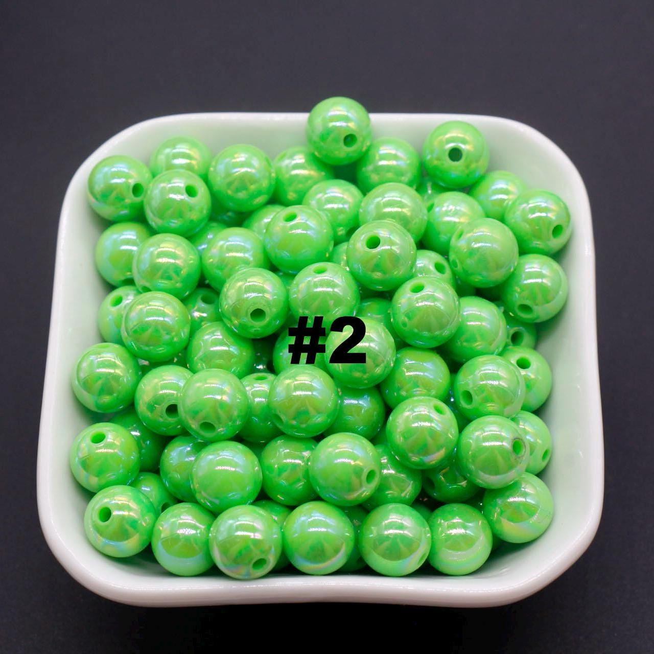 10mm Green AB Beads, Iridescent Beads, Sparkle Green Gumball Beads, Bubblegum Beads, Chunky Beads, Beads for Bracelets