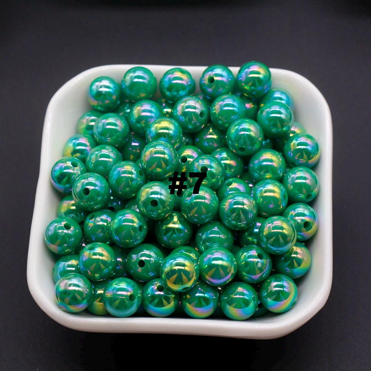 10mm Green AB Beads, Iridescent Beads, Sparkle Green Gumball Beads, Bubblegum Beads, Chunky Beads, Beads for Bracelets
