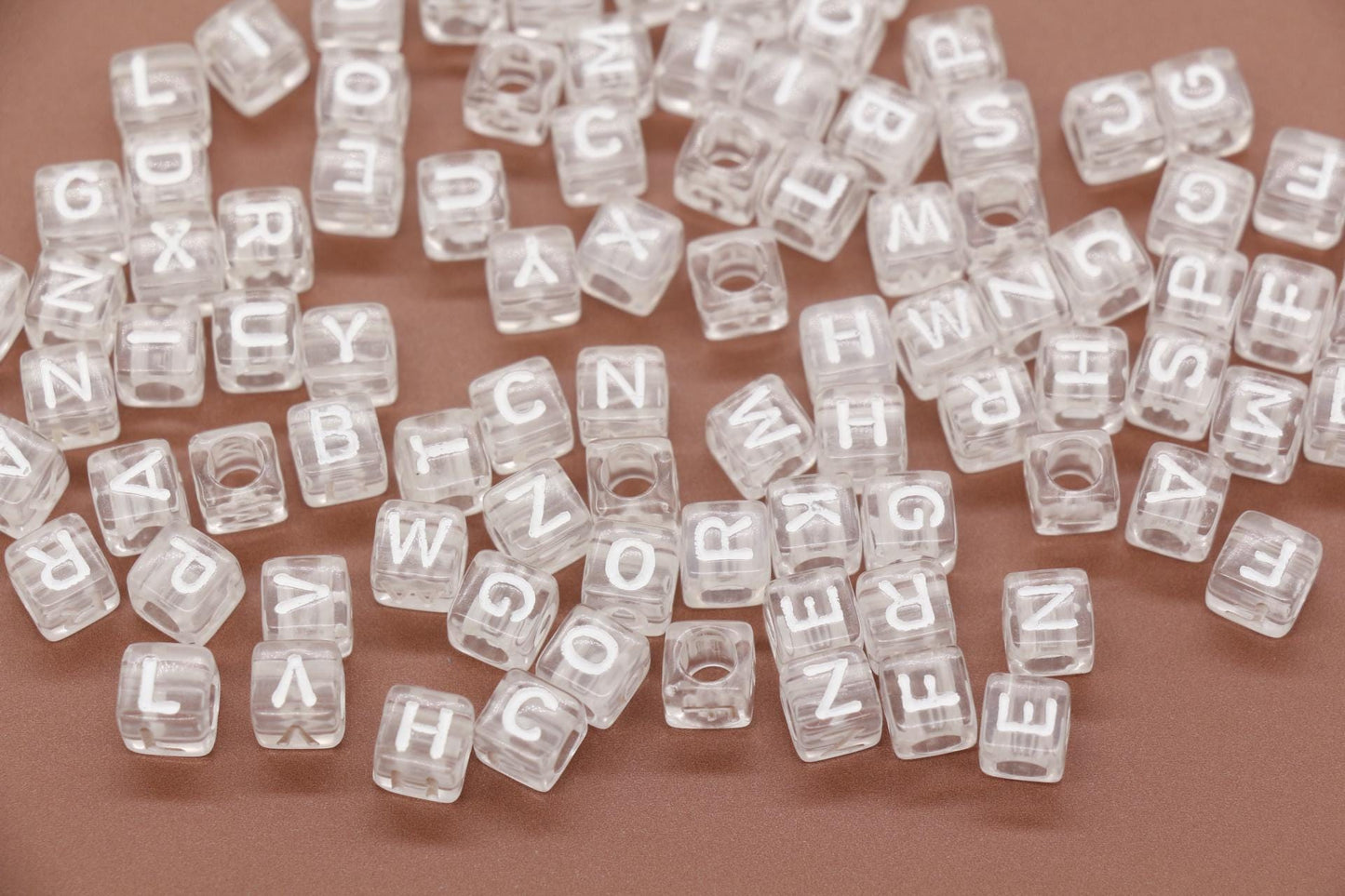 Cube Transparent Letter Beads, Mixed Letter Beads, Plastic Letter Beads, Square Name Beads, Size 6mm, #3556