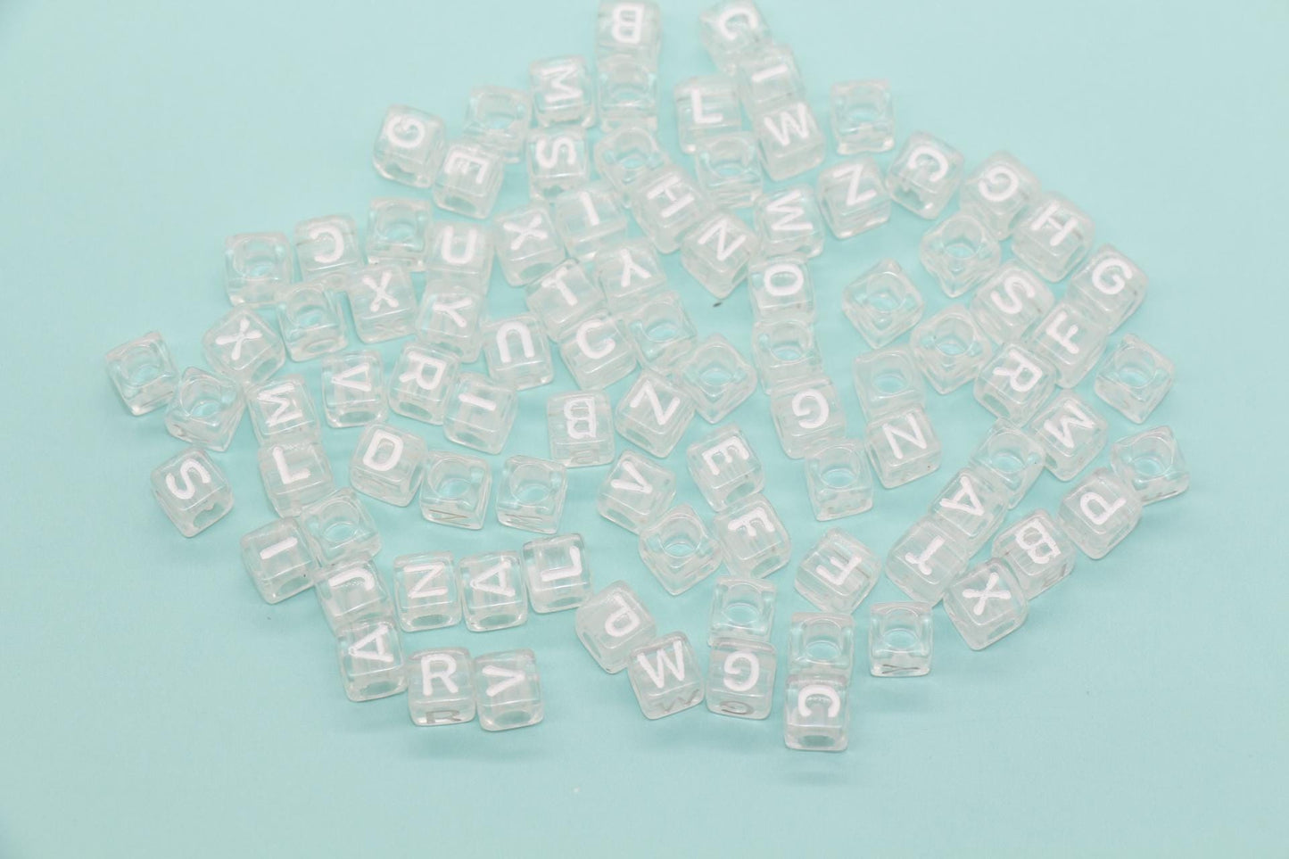 Cube Transparent Letter Beads, Mixed Letter Beads, Plastic Letter Beads, Square Name Beads, Size 6mm, #3556