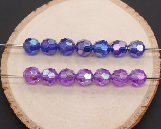 10mm AB Faceted Beads, Iridescent Faceted Beads, Plastic Beads, Round Beads, Bubblegum Beads, Beads for Bracelets
