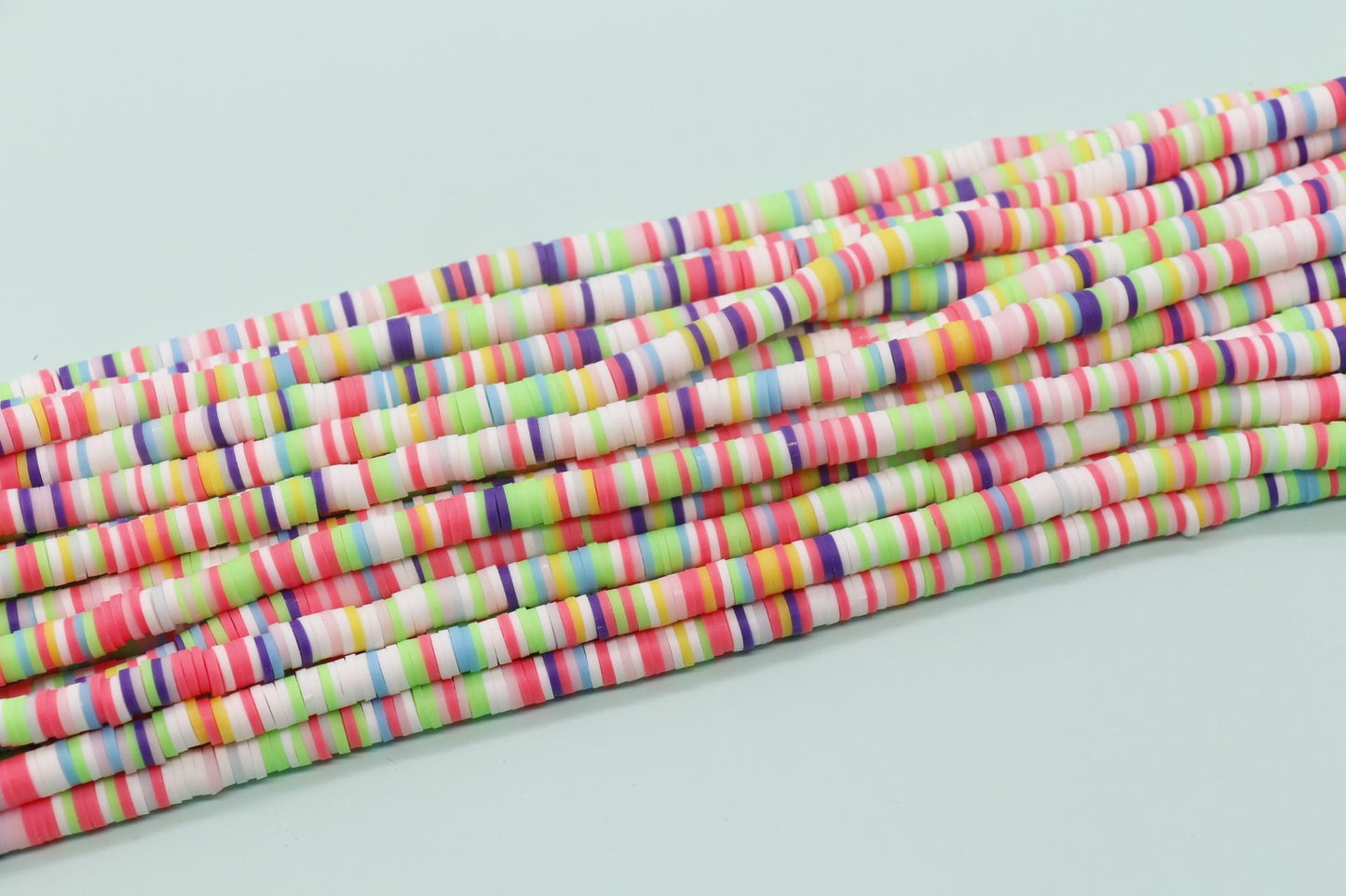 6mm Mix Heishi Beads, Multicolor Polymer Clay Disc Beads, African Disc Beads, Vinyl Heishi, Rainbow Heishi Beads, Full Strand #699