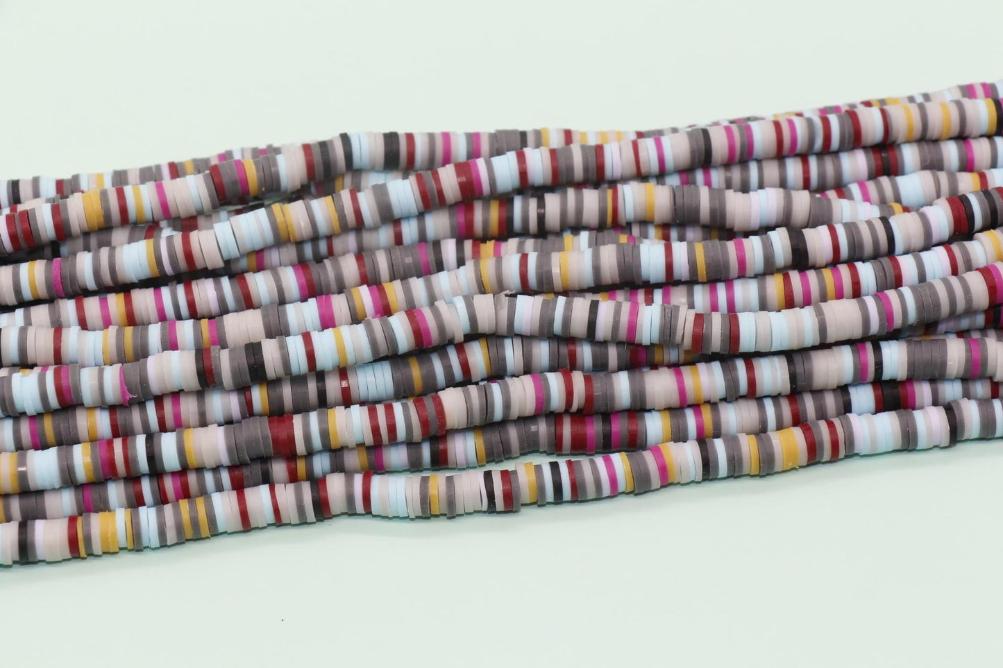 6mm Gray Mix Heishi Beads, Multicolor Polymer Clay Disc Beads, African Disc Beads, Vinyl Heishi, Full Strand #718