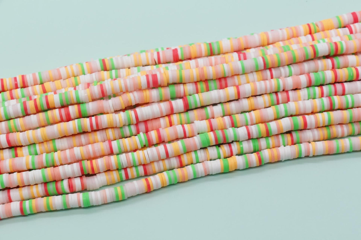 6mm Peach Mix Heishi Beads, Multicolor Polymer Clay Disc Beads, African Disc Beads, Vinyl Heishi, Rainbow Heishi Beads, Full Strand #719