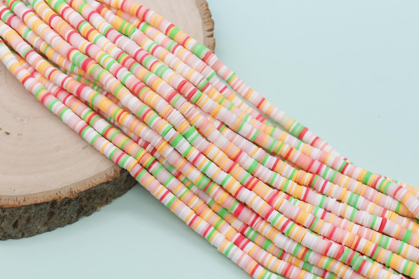 6mm Peach Mix Heishi Beads, Multicolor Polymer Clay Disc Beads, African Disc Beads, Vinyl Heishi, Rainbow Heishi Beads, Full Strand #719