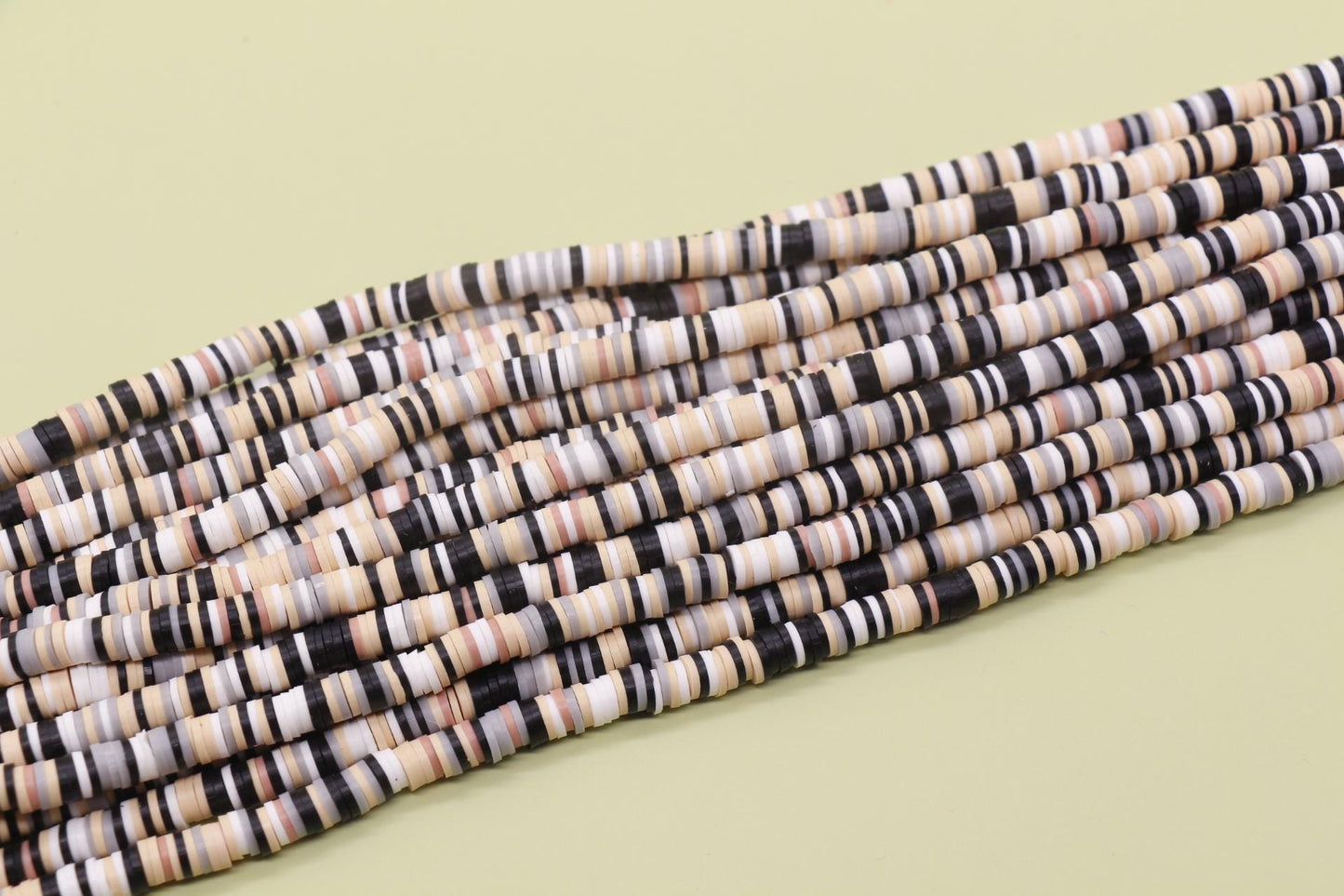 6mm Brown and Black Mix Heishi Beads, Multicolor Polymer Clay Disc Beads, African Disc Beads, Vinyl Heishi, Full Strand #726
