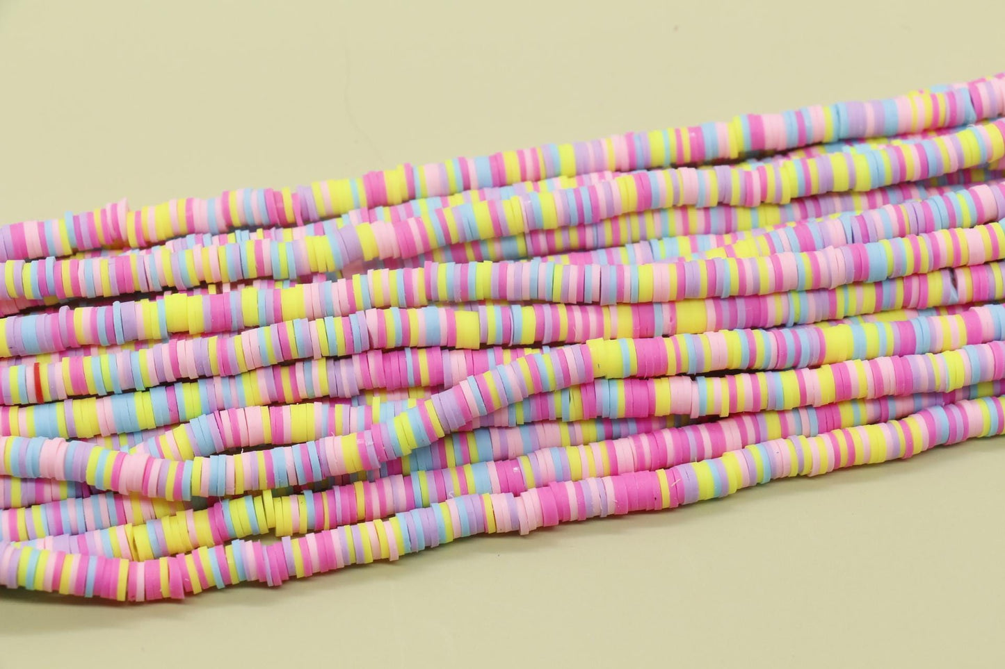 6mm Mix Heishi Beads, Multicolor Polymer Clay Disc Beads, African Disc Beads, Vinyl Heishi, Full Strand #727