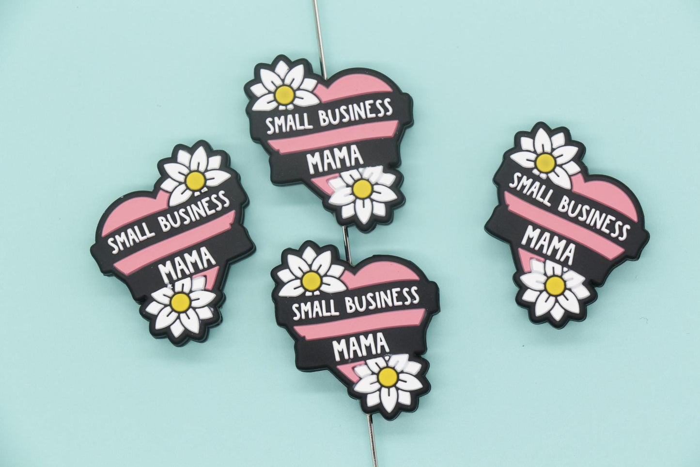 Small Business Mama Beads, Mom Focal Beads, Silicone Chunky Beads, Silicone Loose Beads, Focal Beads #738