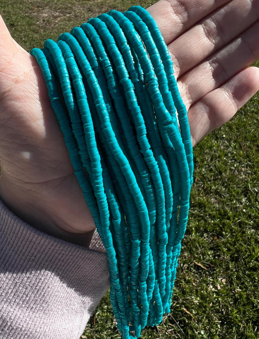 4mm Greenlake Heishi Beads, Polymer Clay Disc Beads, African Disc Beads, Vinyl Heishi, Full Strand #816