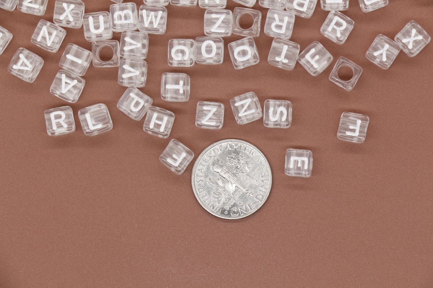 Cube Transparent Letter Beads, Mixed Letter Beads, Plastic Letter Beads, Square Name Beads, Size 6mm, #3556