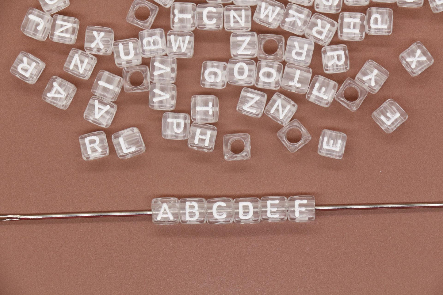 Cube Transparent Letter Beads, Mixed Letter Beads, Plastic Letter Beads, Square Name Beads, Size 6mm, #3556